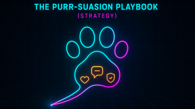 Featured image: neon paw print with trust icons