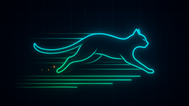 Featured image: neon sprinting cat with speed lines